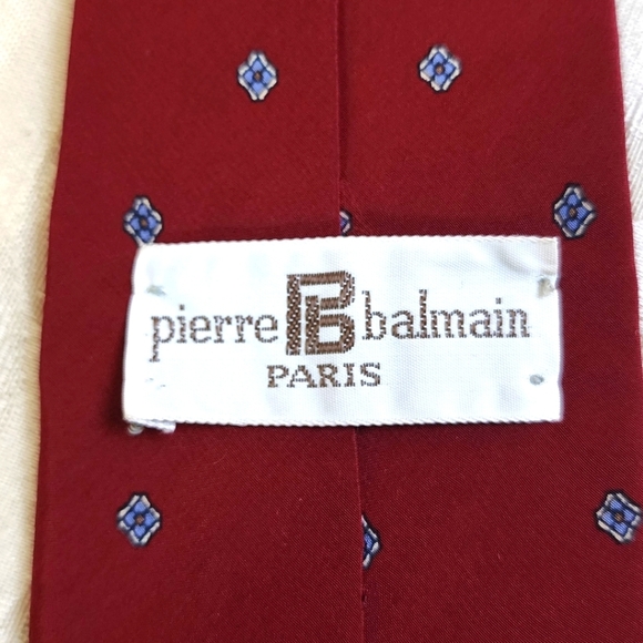 PIERRE BALMAIN Paris Vintage Red Printed Silk Blend Tie - Picture 1 of 5